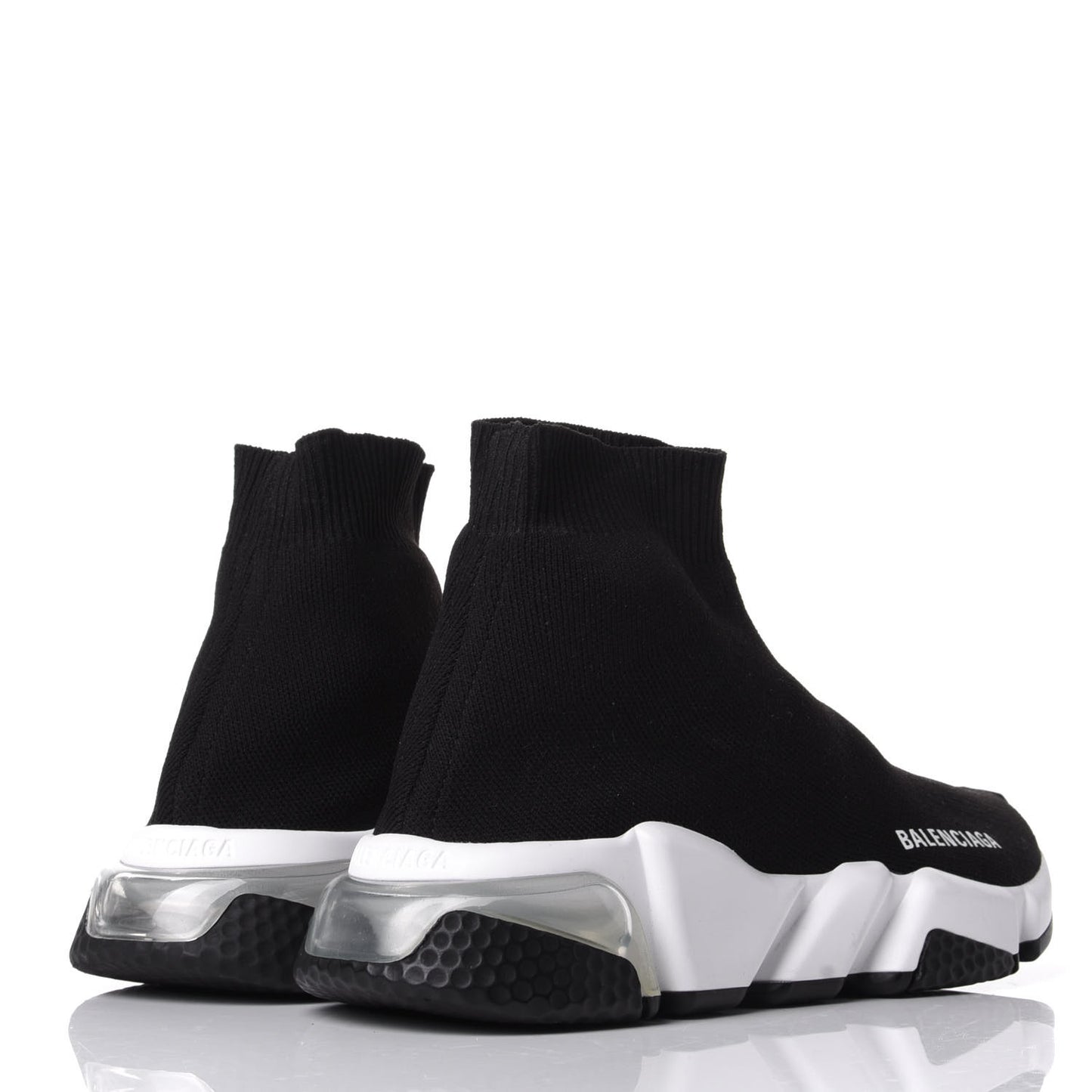 Neoprene Knit Womens Speed Clear Sole Sneakers 36 Black White