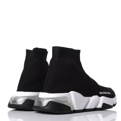 Balenciaga Neoprene Knit Womens Speed Clear Sole Sneakers 36 Black White 4 of 10