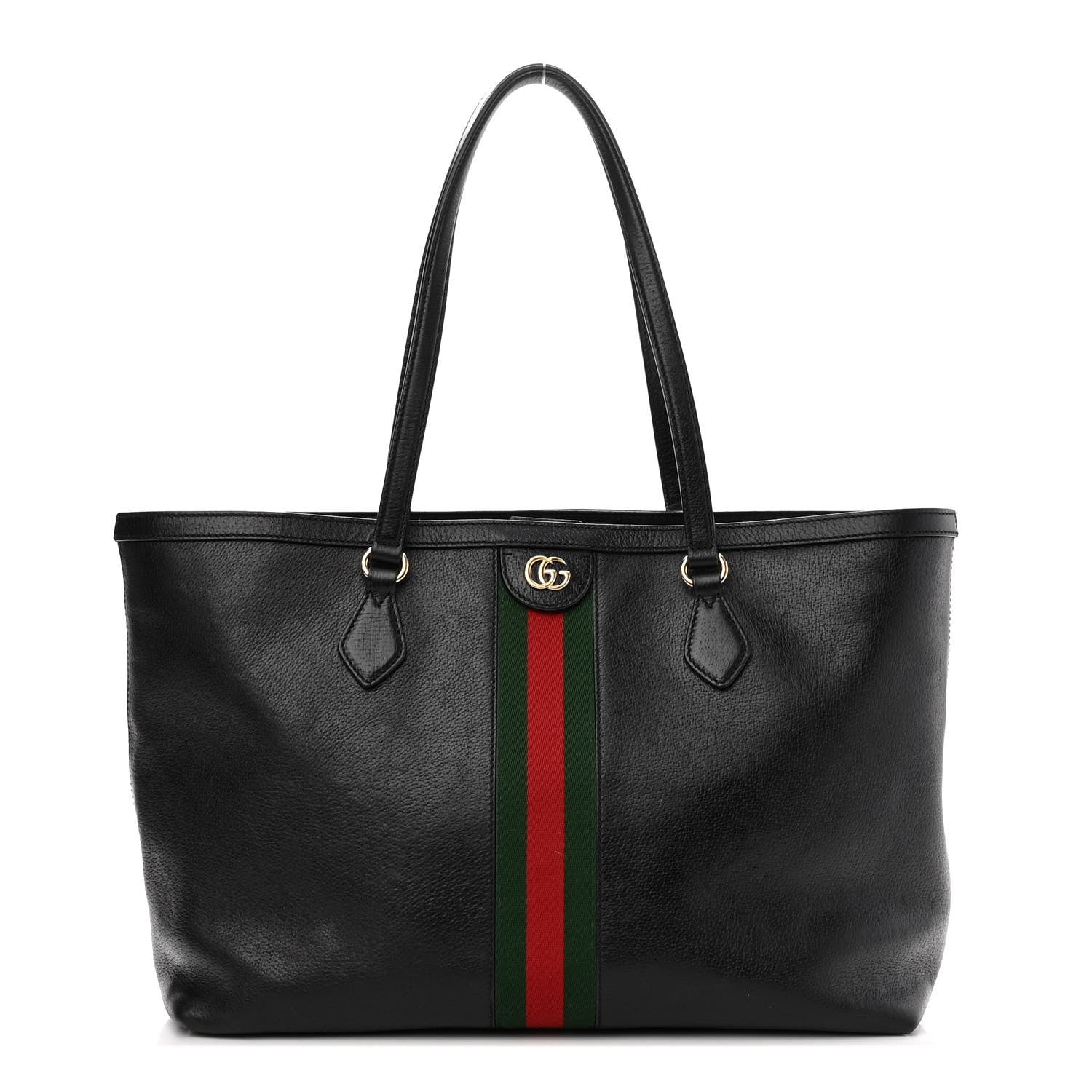 Gucci Textured Calfskin Web Medium Ophidia Shopping Tote Black 1 of 11