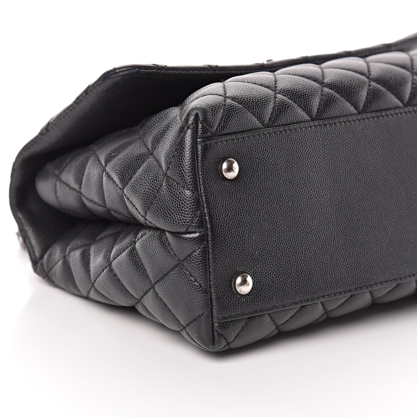 Caviar Lizard Quilted Small Coco Handle Flap Black
