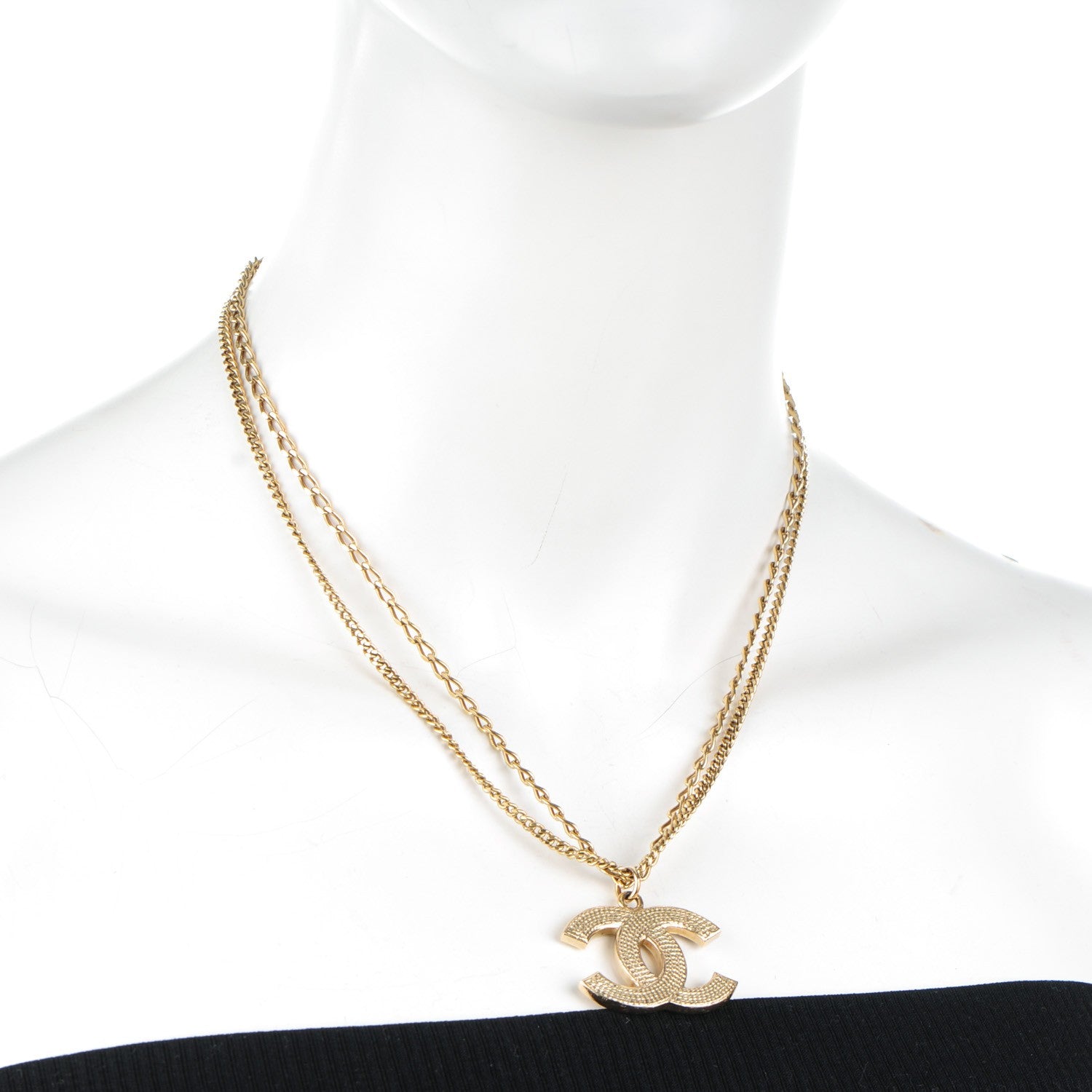 Chanel Double Chain CC Necklace Gold 2 of 5