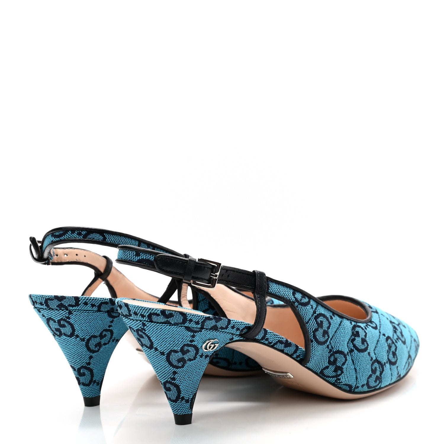 Gucci Monogram Multicolor Matelasse Nappa Double G 55mm Slingback Pumps 38.5 Light Blue 4 of 9