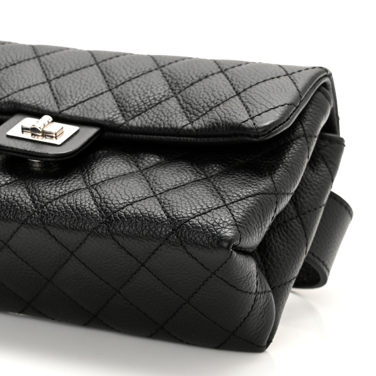 Grained Calfskin Quilted 2.55 Reissue Flap Belt Bag Clutch Black