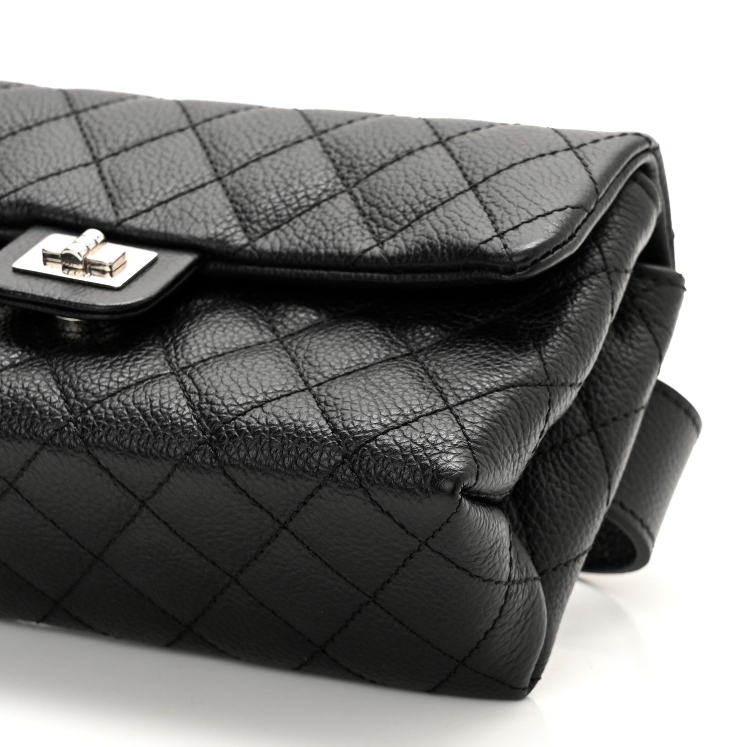 Chanel Grained Calfskin Quilted 2.55 Reissue Flap Belt Bag Clutch Black 10 of 10