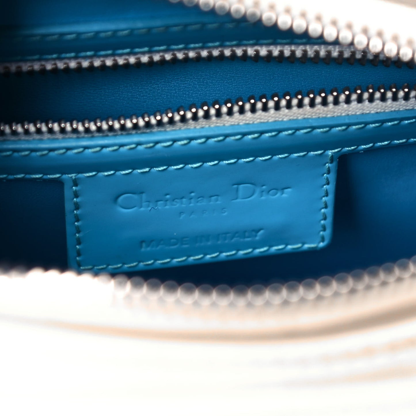 Smooth Calfskin Embroidered Medium Lady Dior White Multicolor