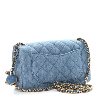Chanel Denim Quilted Mini Pearl Crush Rectangular Flap Blue 3 of 12
