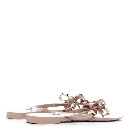 Valentino Garavani PVC Jelly Rockstud Bow Thong Sandals 40 Poudre 4 of 8