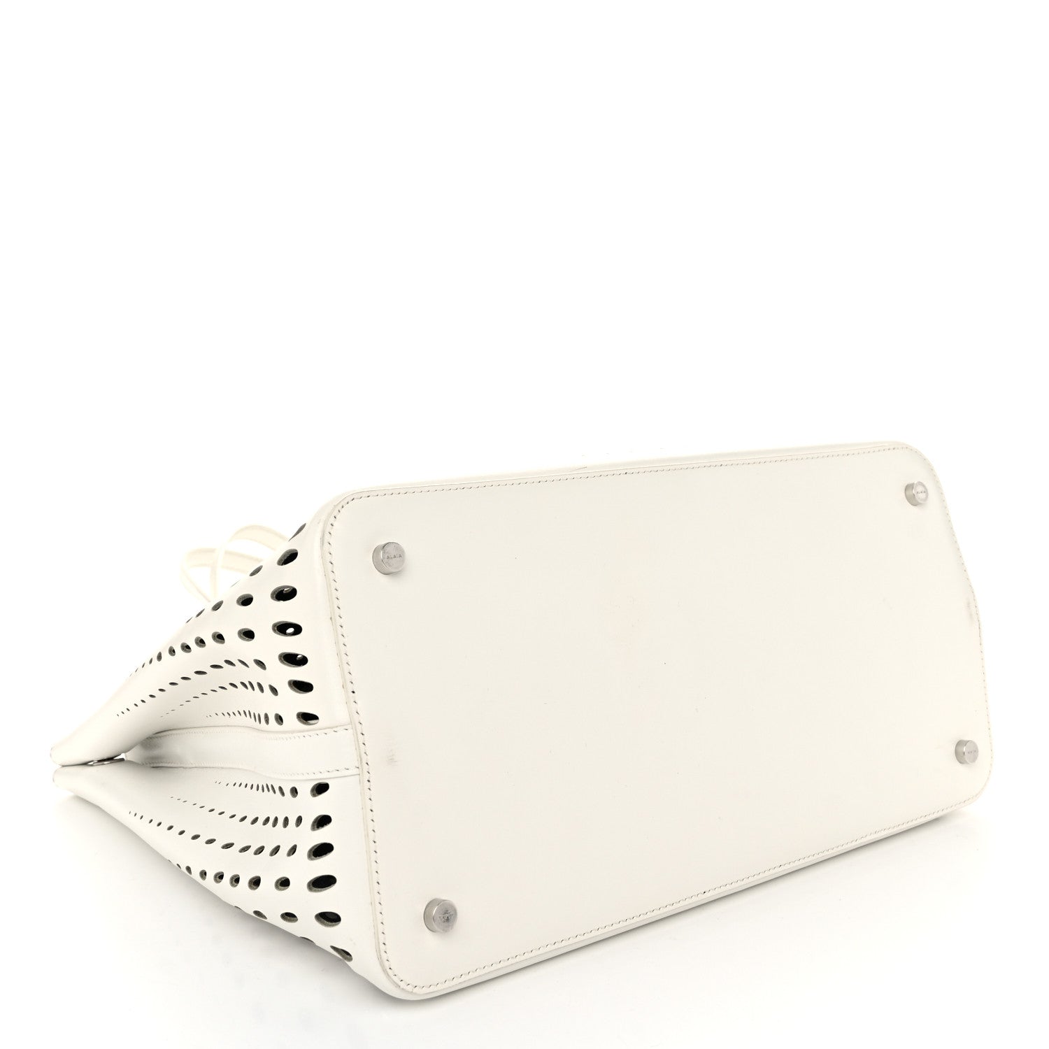 Alaia Calfskin Laser Cut Mina 32 Bag White 5 of 12
