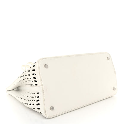 Alaia Calfskin Laser Cut Mina 32 Bag White 5 of 12