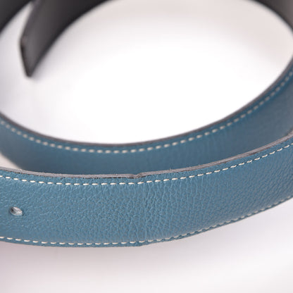 Hermes Togo Box 32mm Belt Strap 80 Blue Jean Black 7 of 8