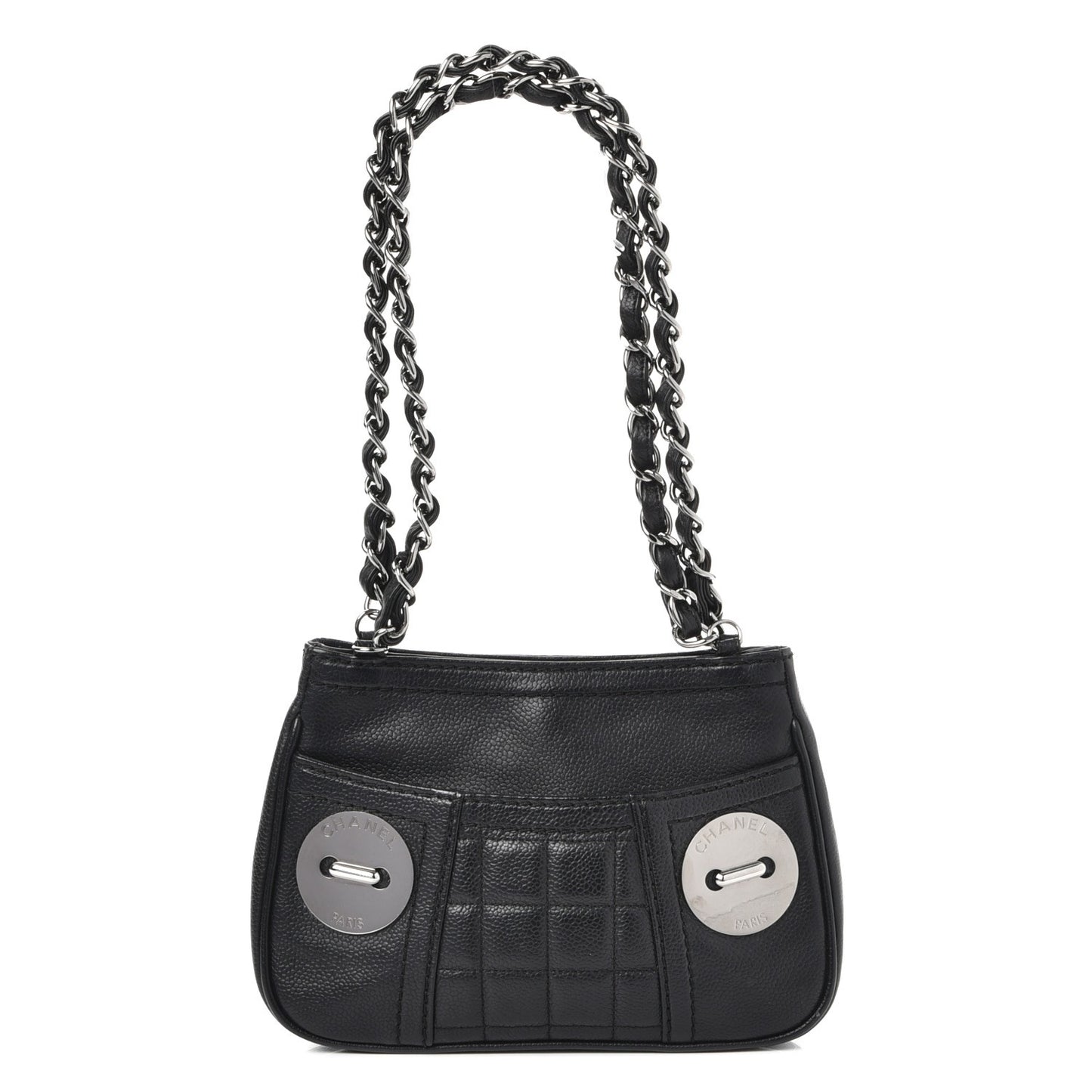 Caviar Square Quilted Shoulder Bag Black