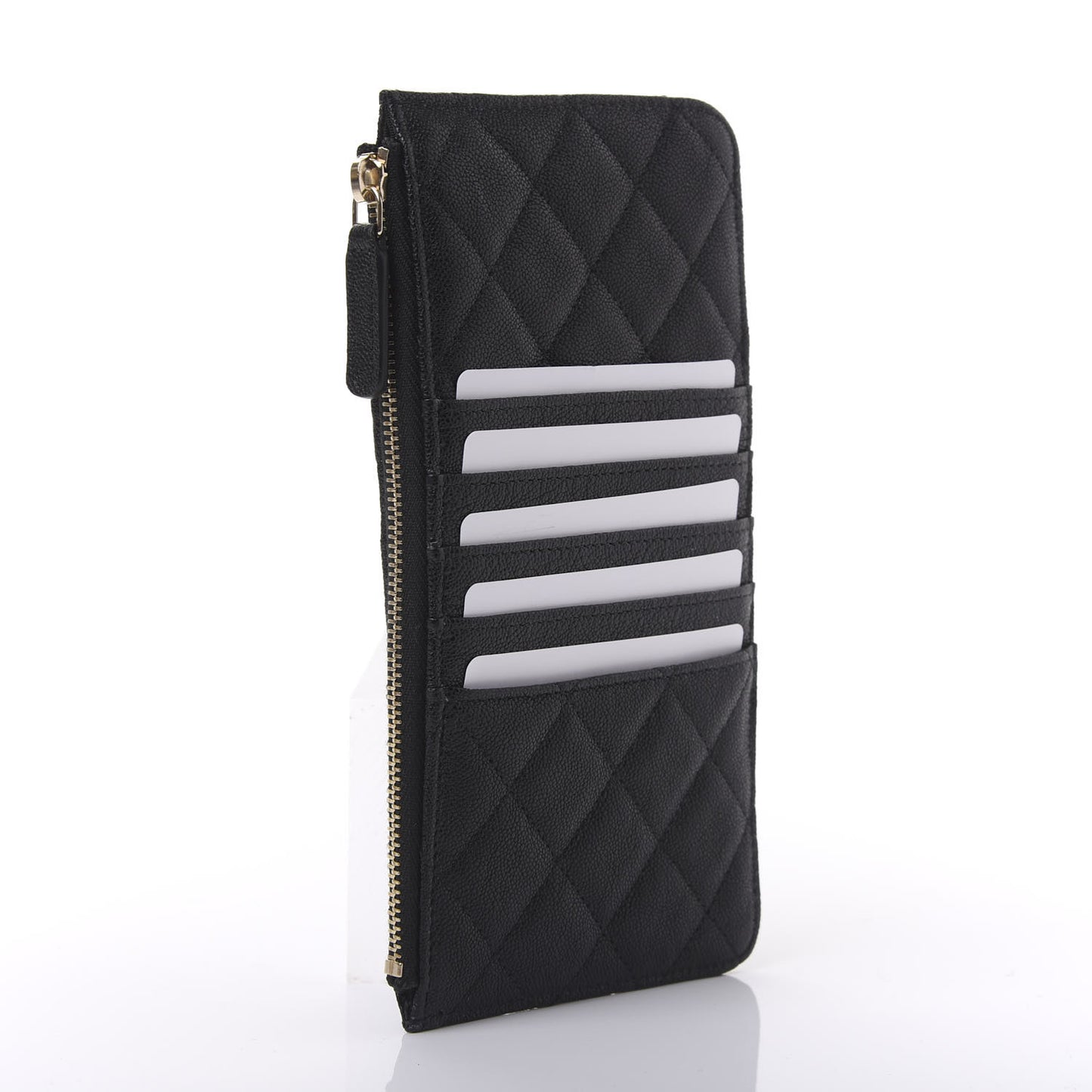 Caviar Quilted Boy Flat Wallet Pouch Black