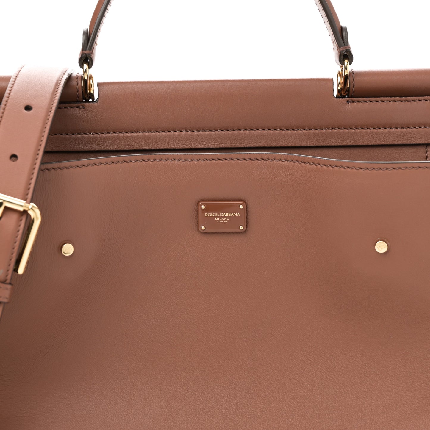 DOLCE GABBANA Vitello Morbido Large Sicily 62 Bag Brown