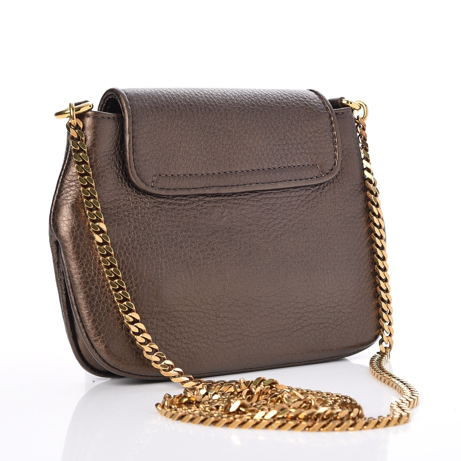 Gucci Metallic Pebbled Calfskin Small 1973 Chain Shoulder Bag Winter Leaf 3 of 7