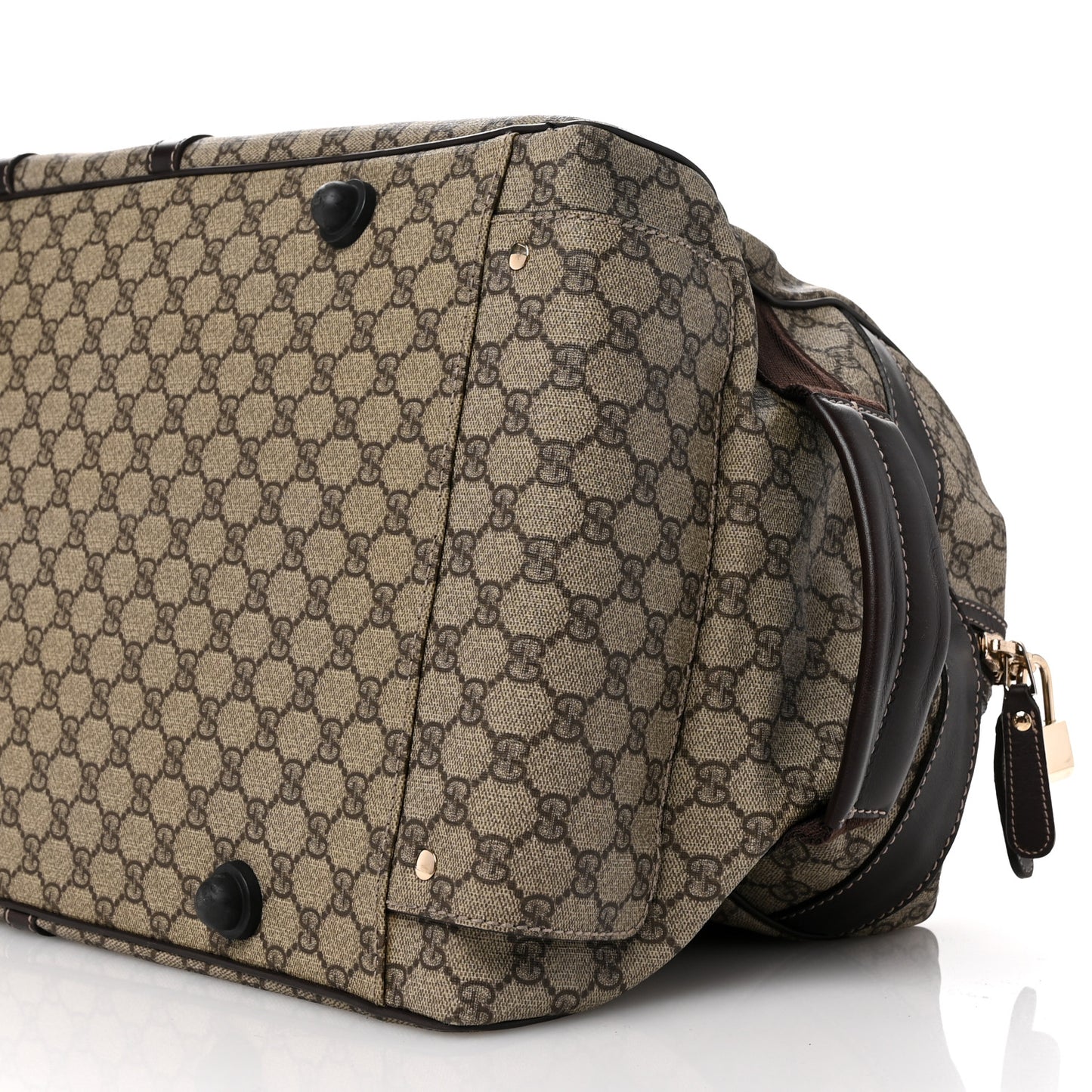 GG Plus Monogram Large Carry On Duffle Trolley Brown