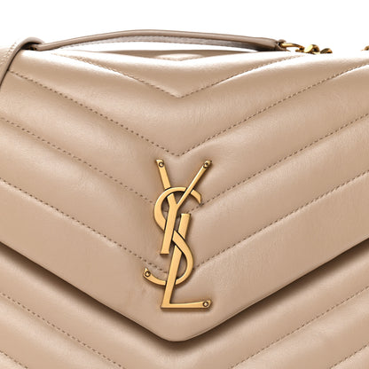 Saint Laurent Calfskin Y Quilted Monogram Medium Loulou Chain Satchel Dark Beige 8 of 11