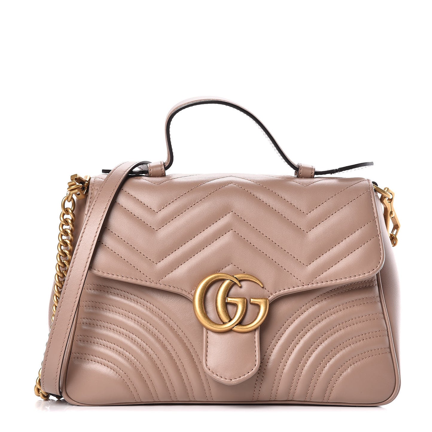 Calfskin Matelasse Small GG Marmont Top Handle Shoulder Bag Porcelain Rose