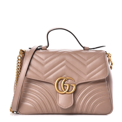 Gucci Calfskin Matelasse Small GG Marmont Top Handle Shoulder Bag Porcelain Rose 1 of 11