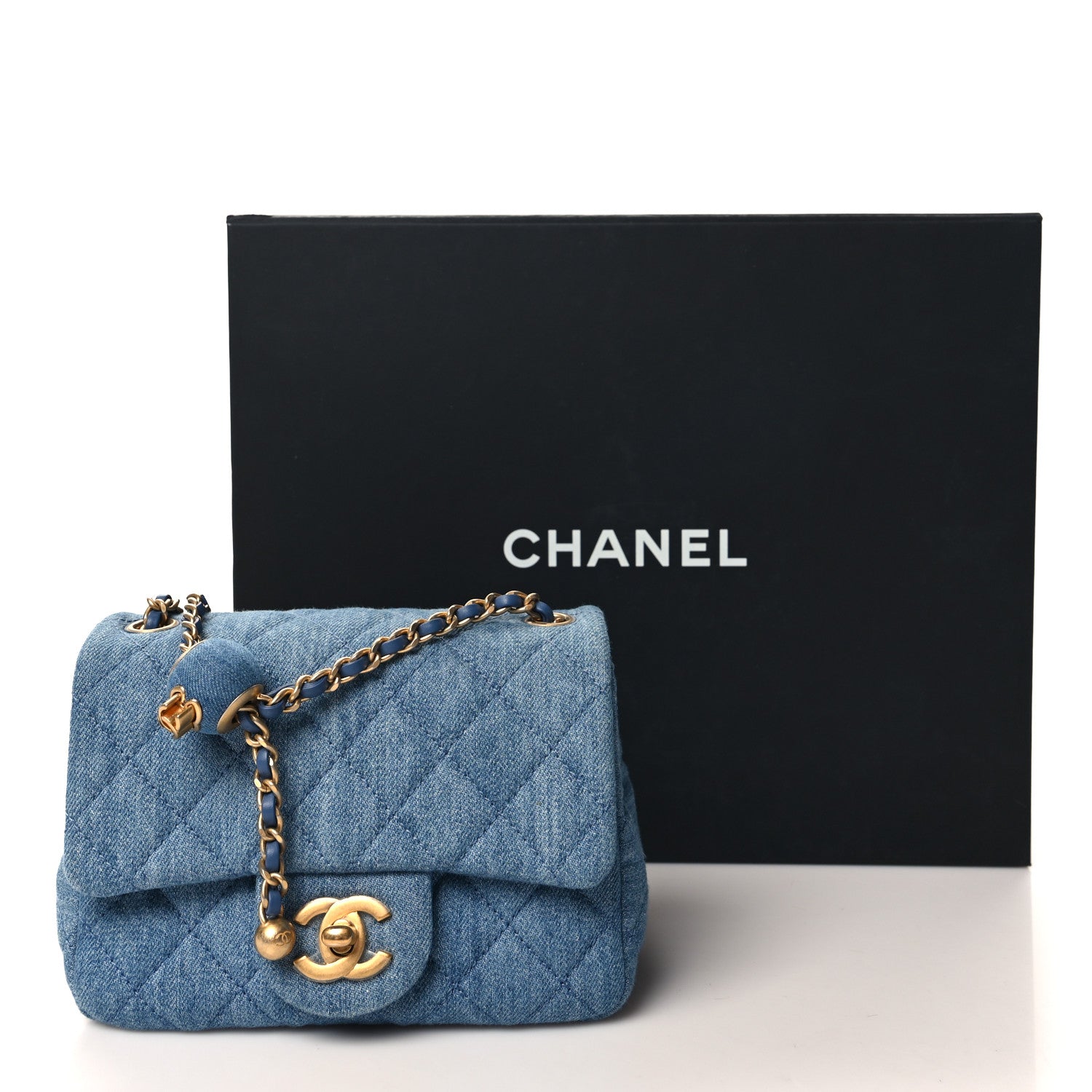 Chanel Denim Quilted Mini Pearl Crush Flap Blue 11 of 11