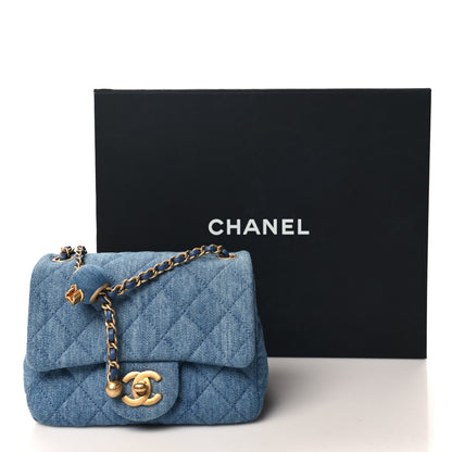 Chanel Denim Quilted Mini Pearl Crush Flap Blue 11 of 11