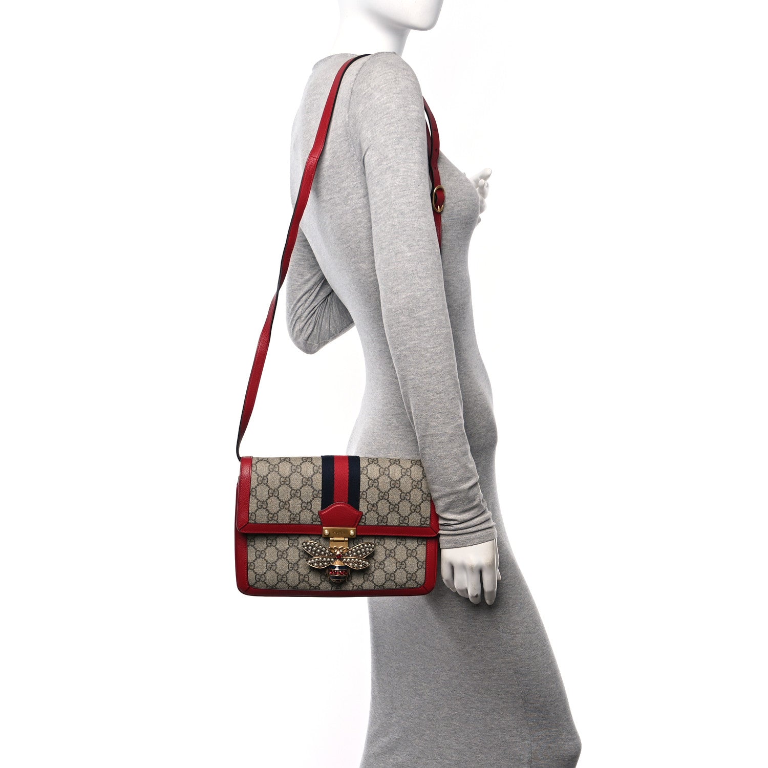 Gucci GG Supreme Monogram Medium Queen Margaret Shoulder Bag Red 2 of 10