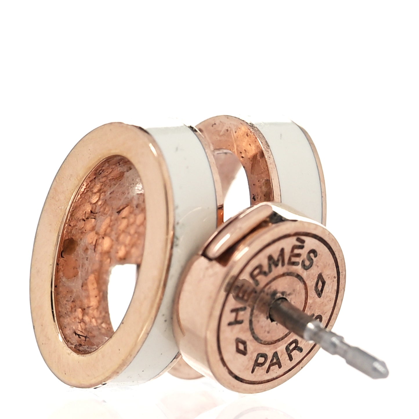 Rose Gold Lacquered Mini Pop H Earrings White