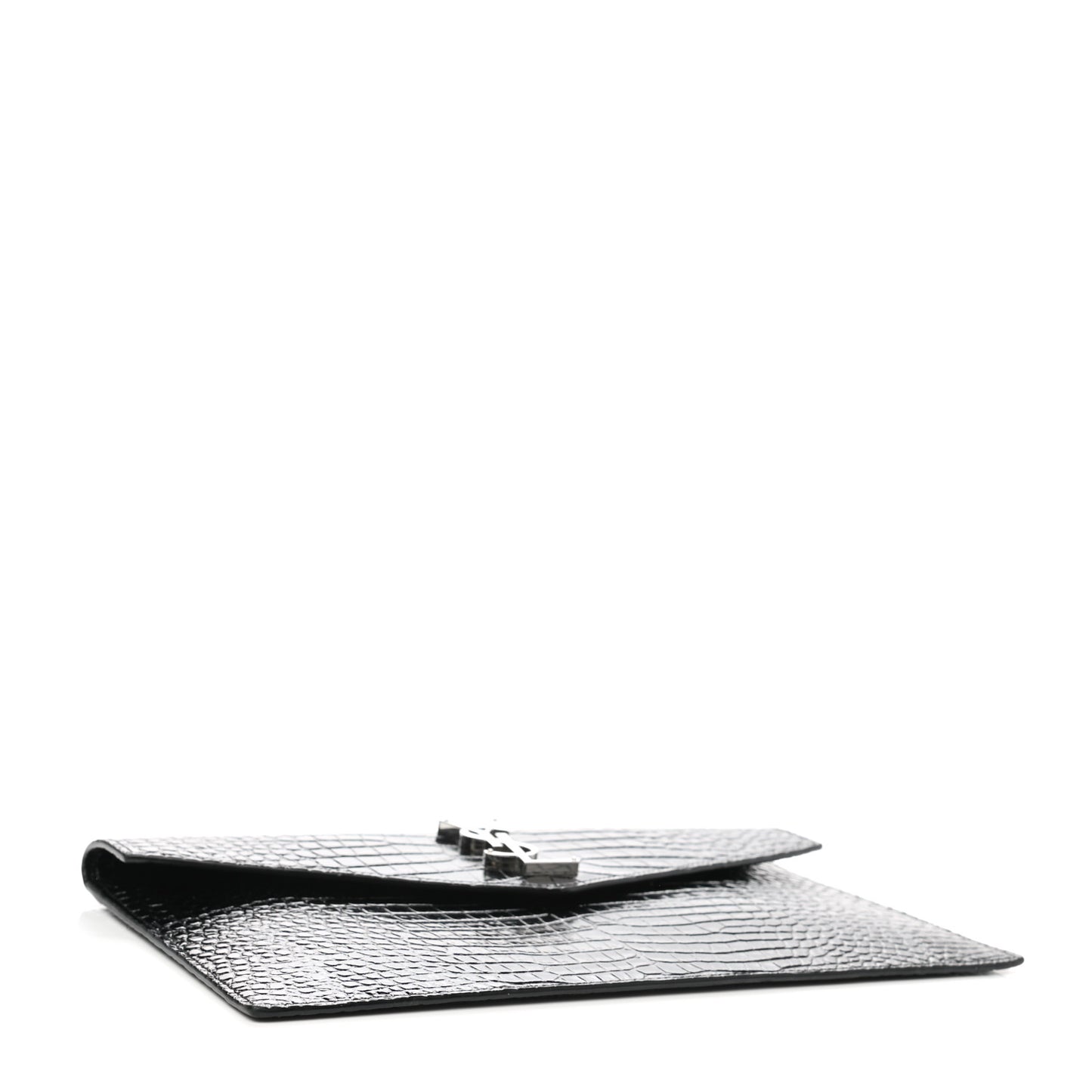 Calfskin Crocodile Embossed Uptown Monogram Pouch Black