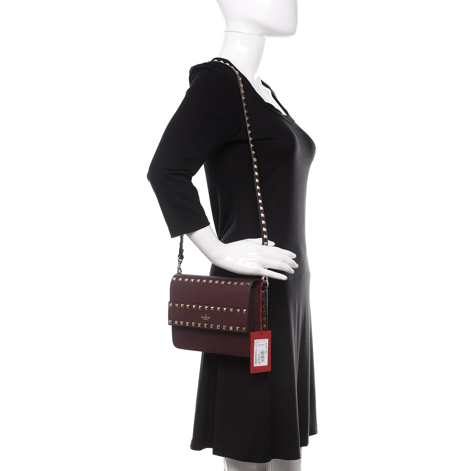 Valentino Garavani Pebbled Calfskin Rockstud Side Slip Crossbody Rubin 3 of 13