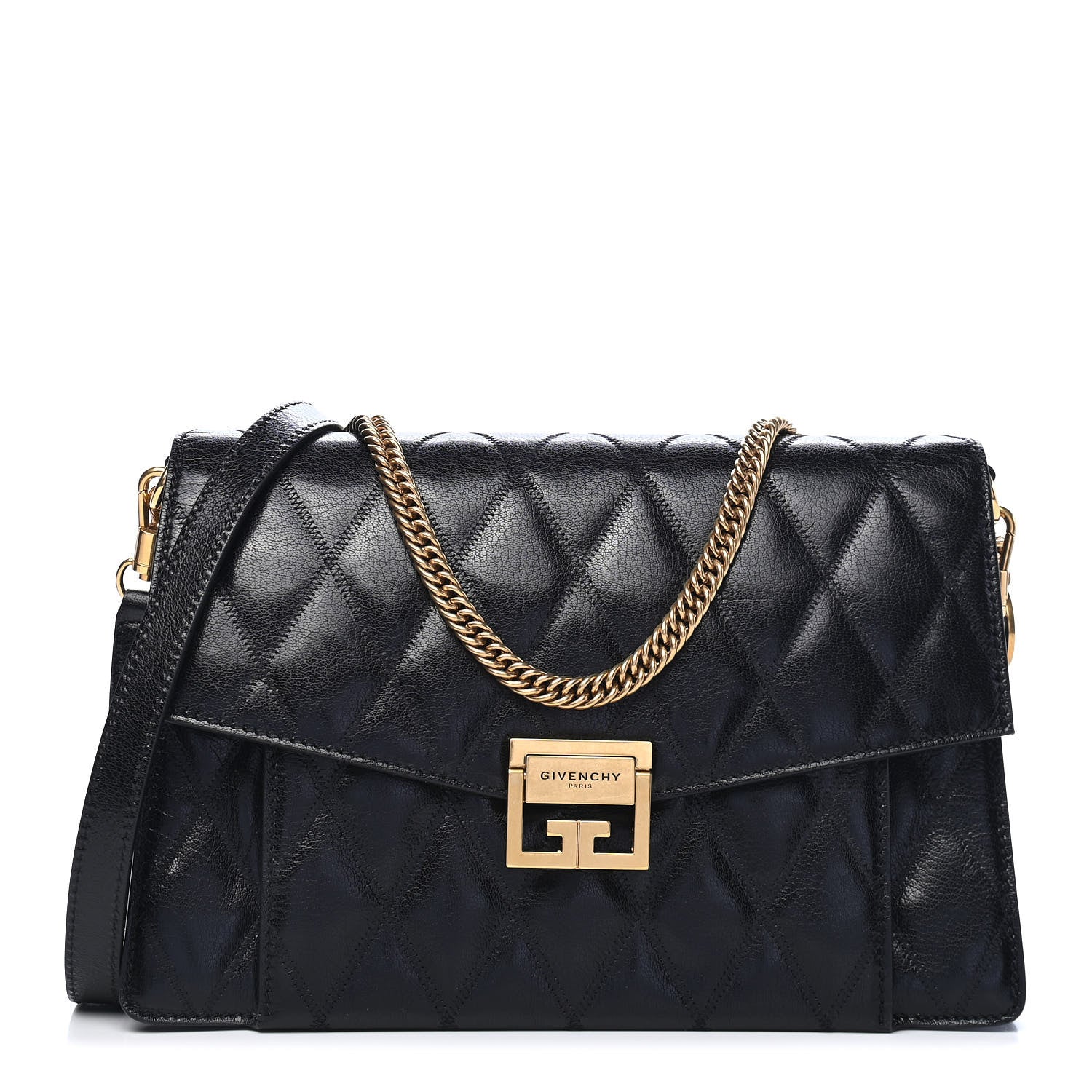 Givenchy Goatskin Quilted Medium GV3 Shoulder Bag Black 1 of 8