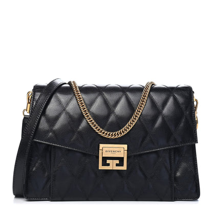 Givenchy Goatskin Quilted Medium GV3 Shoulder Bag Black 1 of 8