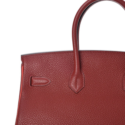 Hermes Togo Horseshoe Bi-Color Birkin 35 Rouge H Bougainvillea 27 of 33
