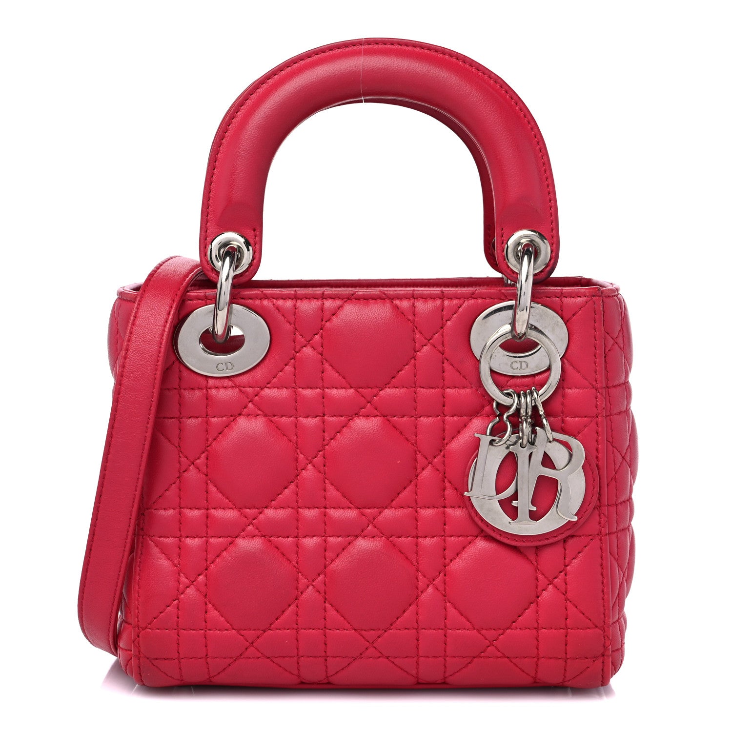 Christian Dior Lambskin Cannage Mini Lady Dior Fuchsia 1 of 17
