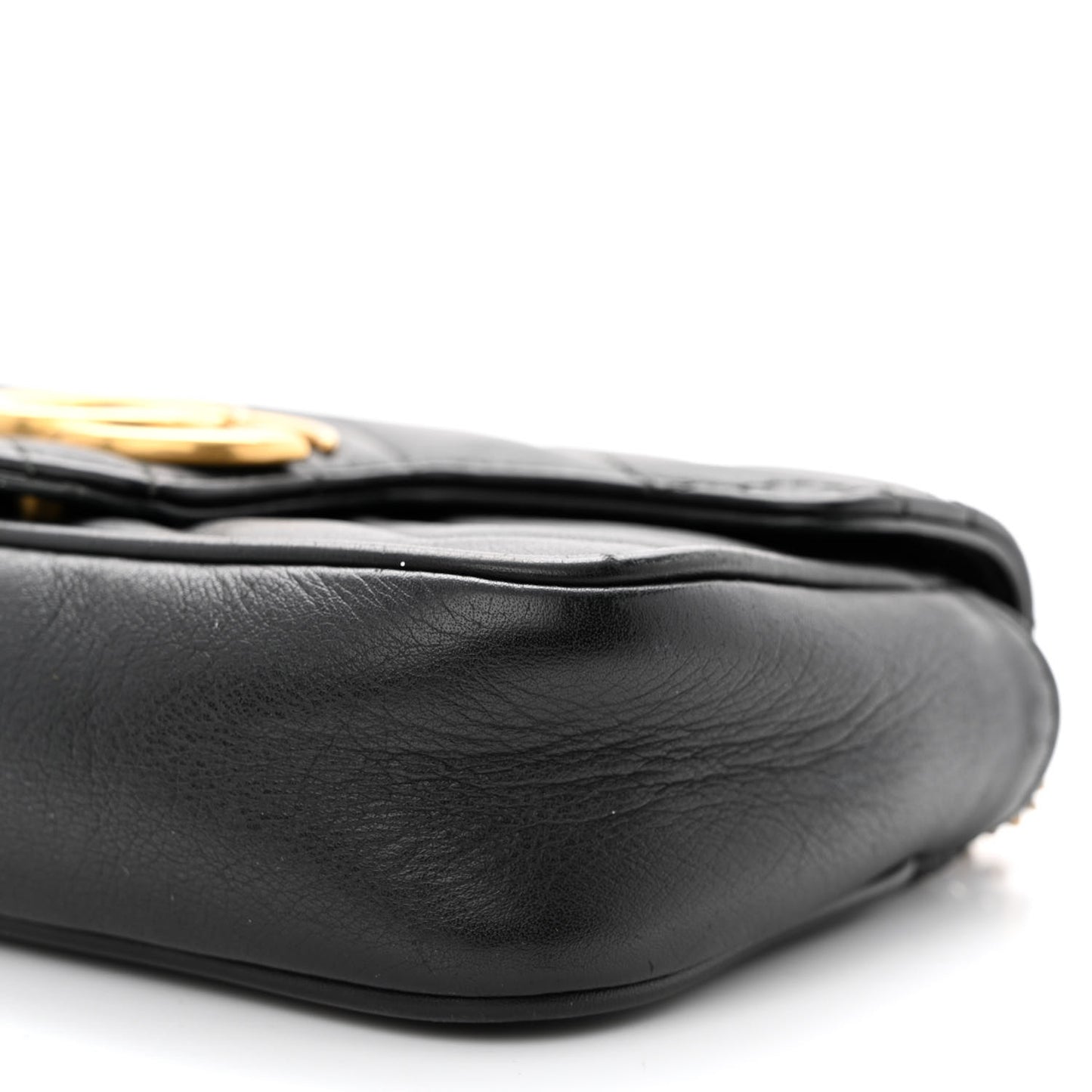 Calfskin Matelasse Super Mini GG Marmont Shoulder Bag Black