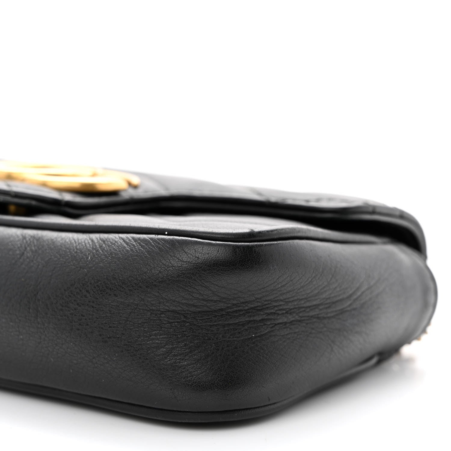 Gucci Calfskin Matelasse Super Mini GG Marmont Shoulder Bag Black 11 of 14