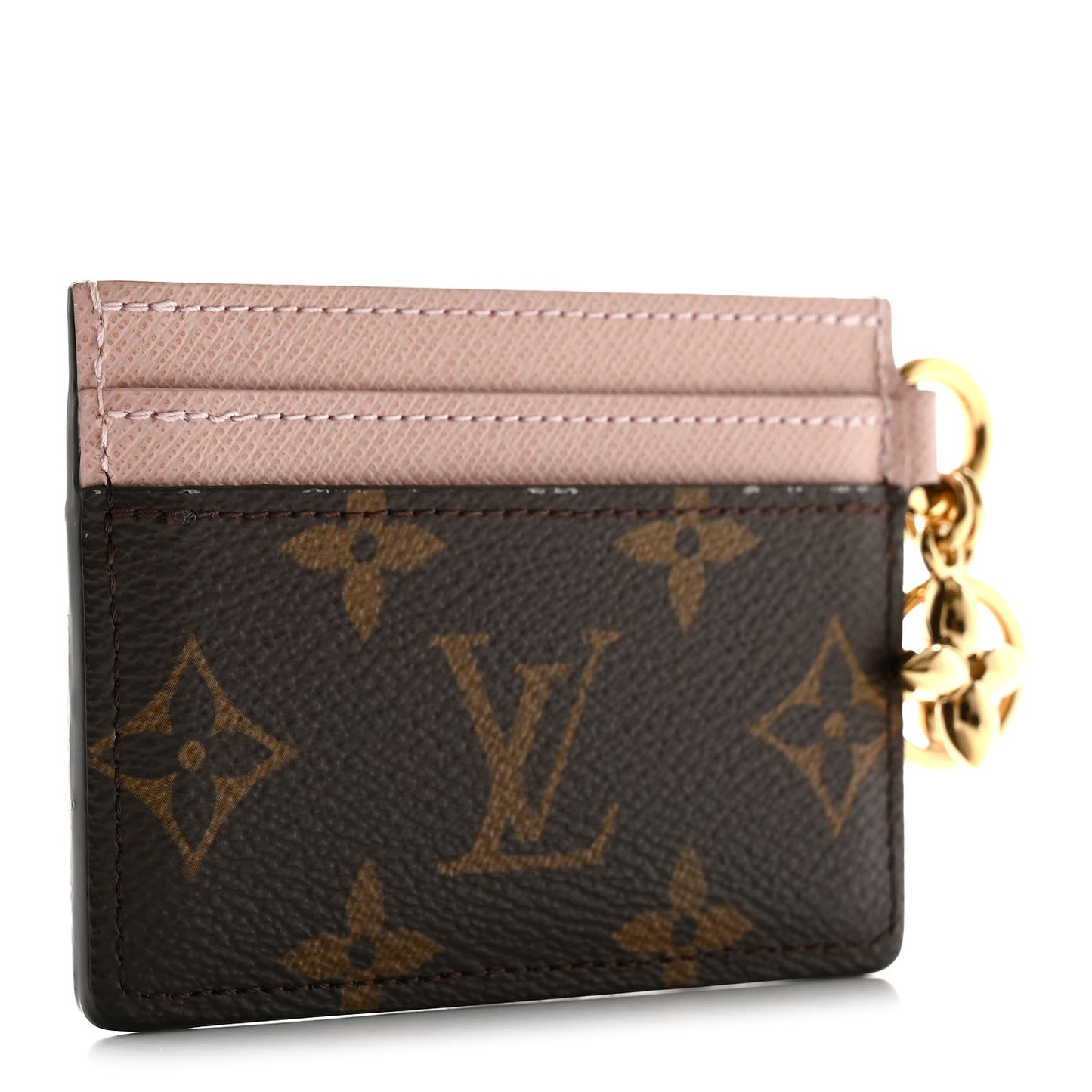 Monogram LV Charms Card Holder Rose Ballerine