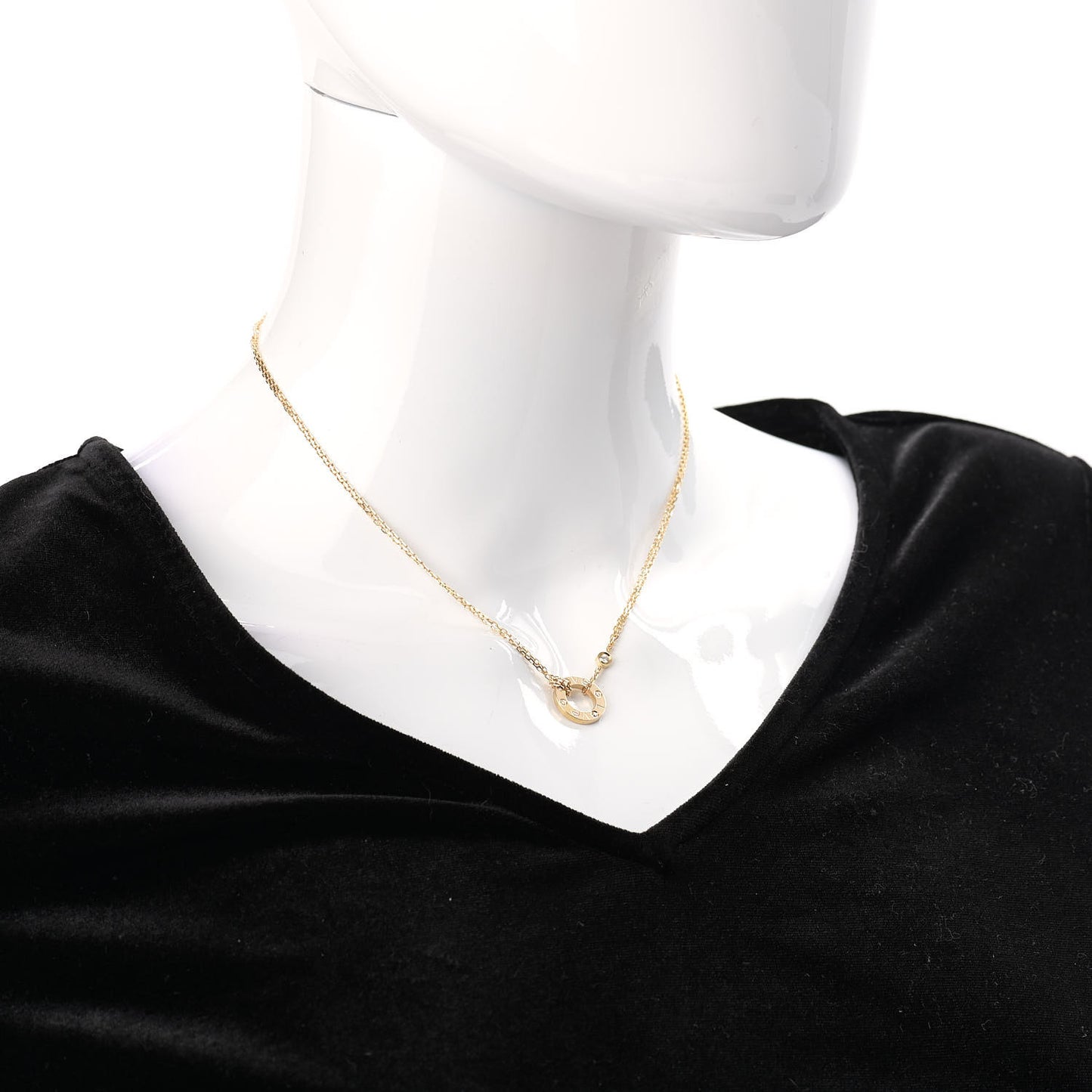 18K Yellow Gold 2 Diamond LOVE Necklace