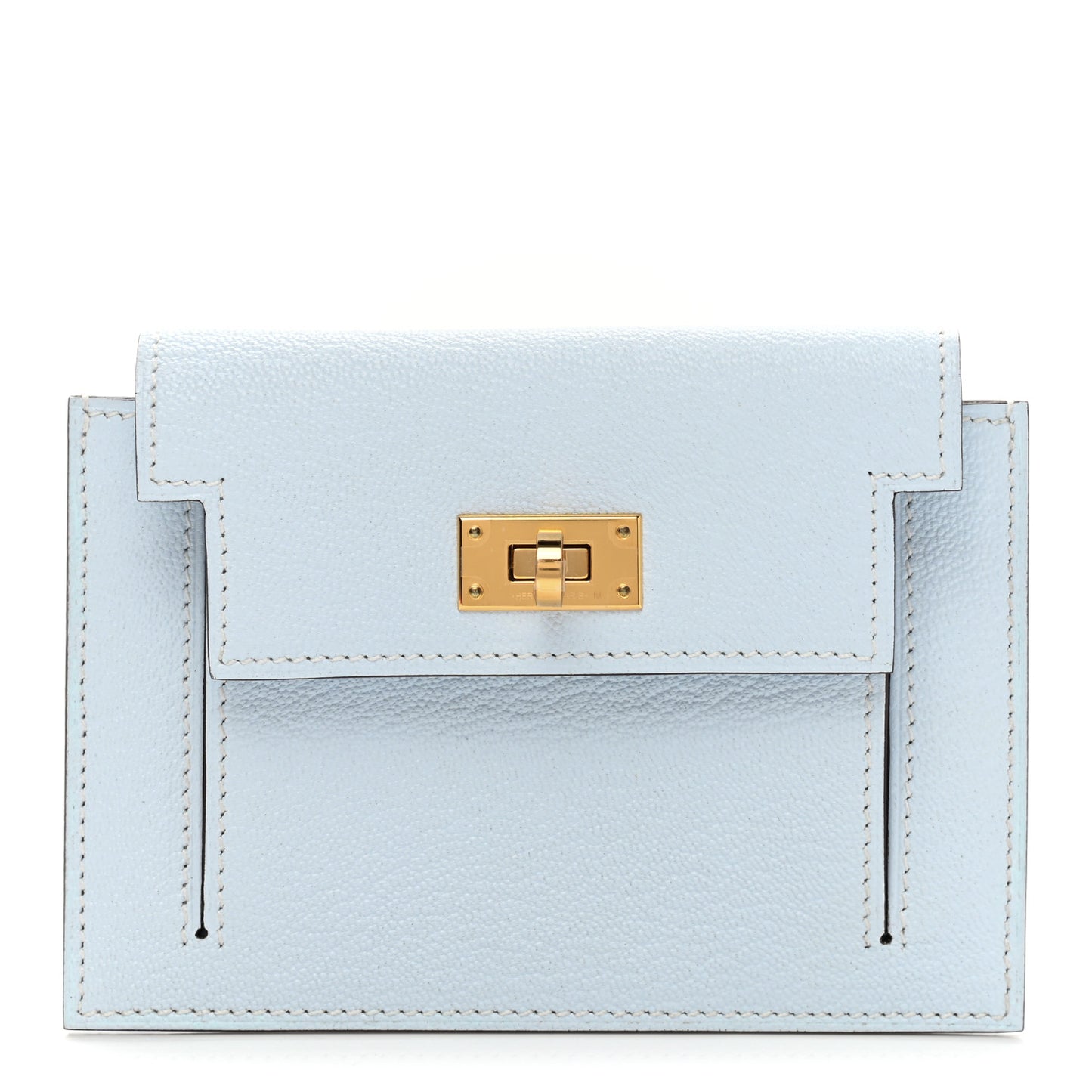 Chevre Mysore Kelly Pocket Compact Wallet Bleu Brume