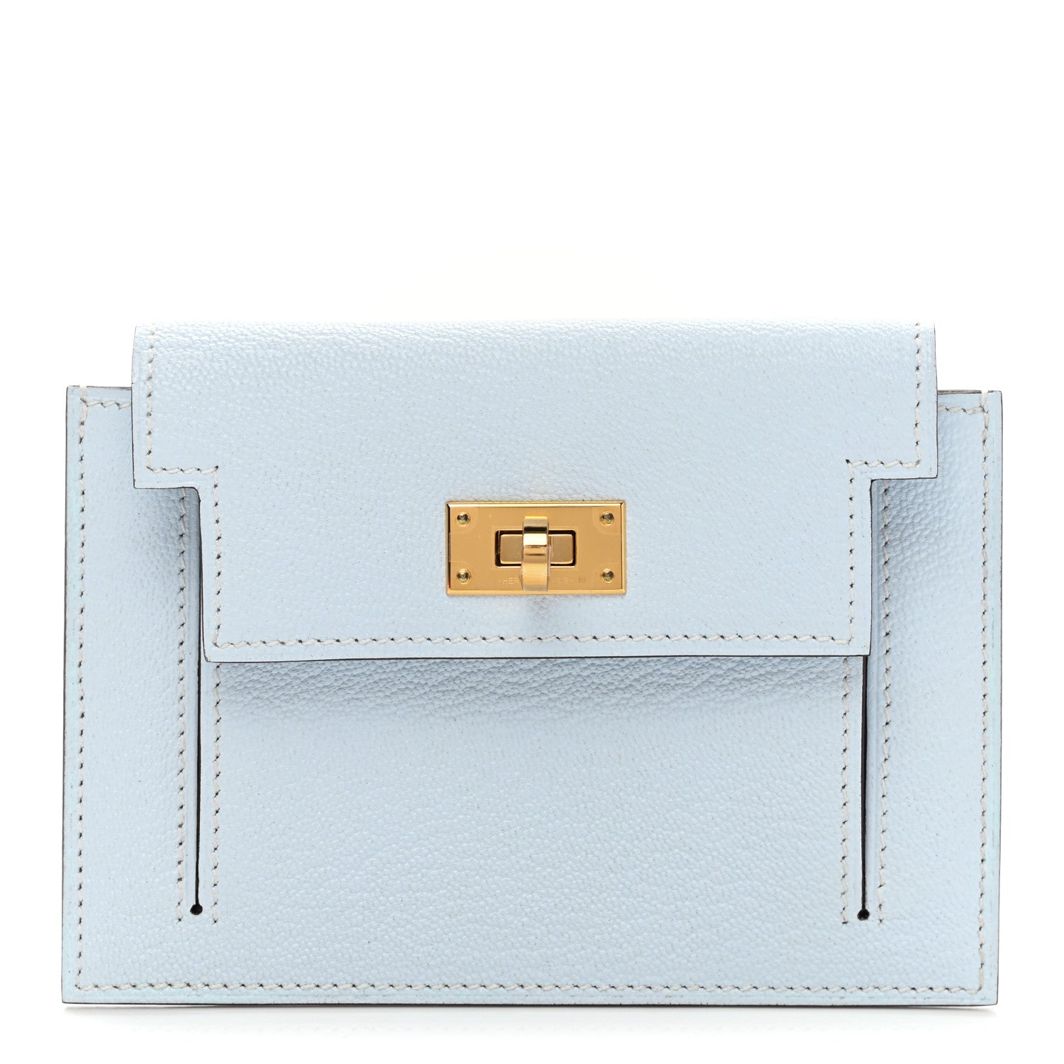 Hermes Chevre Mysore Kelly Pocket Compact Wallet Bleu Brume 1 of 8
