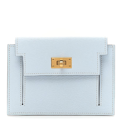Hermes Chevre Mysore Kelly Pocket Compact Wallet Bleu Brume 1 of 8