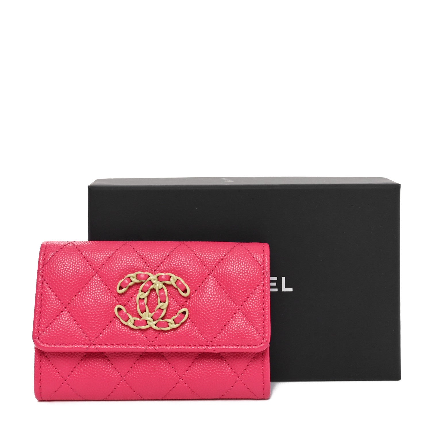 Chanel Caviar Quilted Chain CC Flap Card Holder Dark Pink 10 of 10