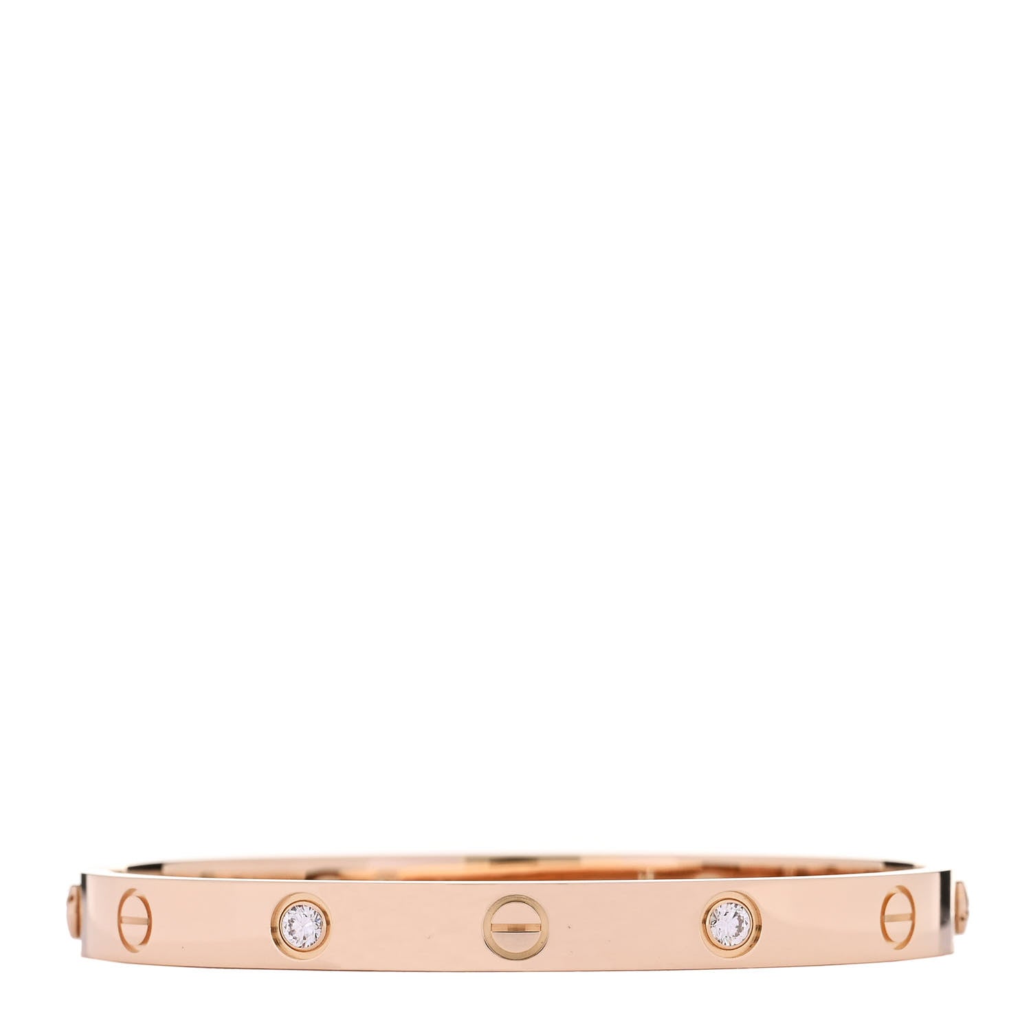 Cartier 18K Pink Gold 4 Diamond LOVE Bracelet 17 1 of 5