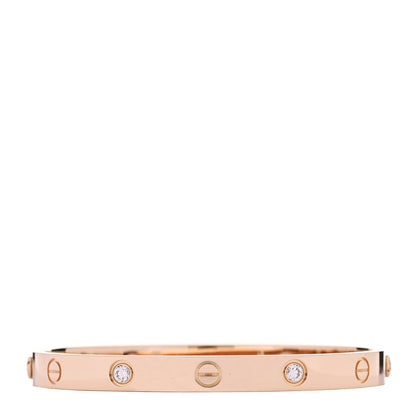 Cartier 18K Pink Gold 4 Diamond LOVE Bracelet 17 1 of 5