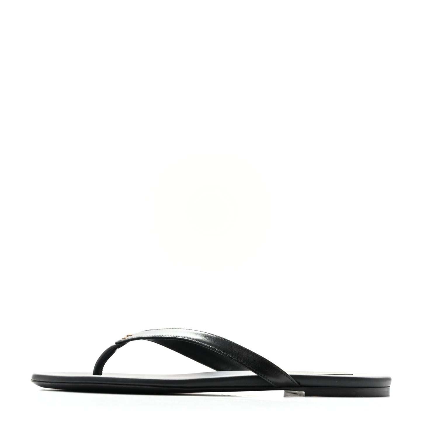 Shiny Lambskin Crystal CC Thong Sandals 40 Black