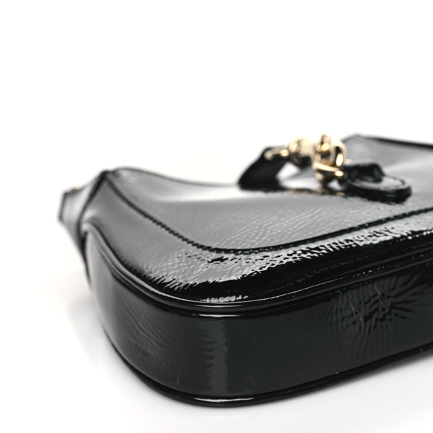 Crinkled Patent Mini Jackie Notte Bag Black