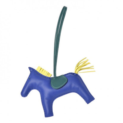 Hermes Milo Lambskin Grigri Rodeo Horse Bag Charm GM Bleu Electrique Malachite Lime 1 of 10