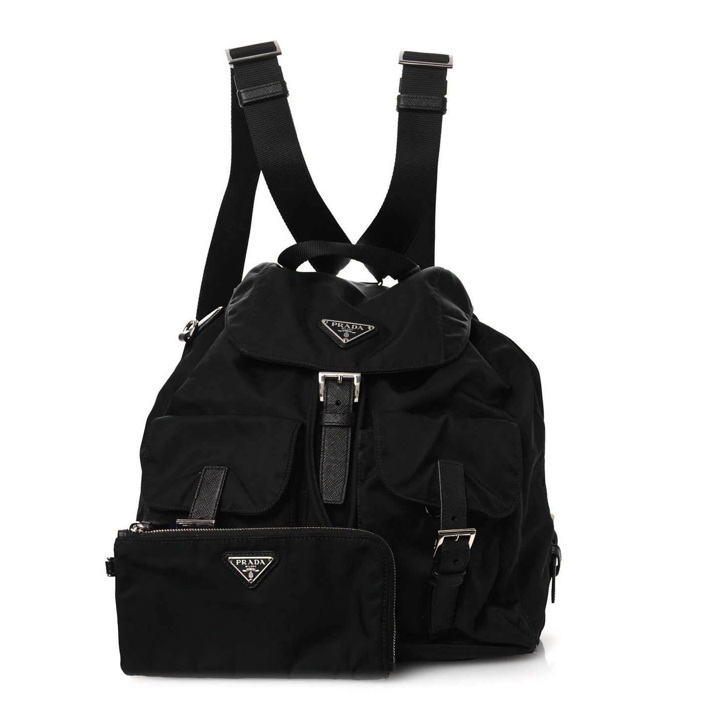 Tessuto Nylon Saffiano Medium Backpack Black