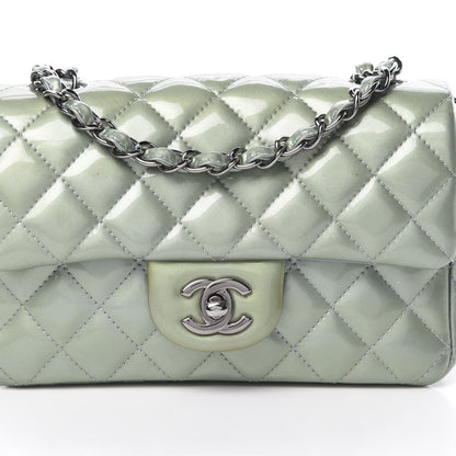 Chanel Patent Calfskin Quilted Mini Rectangular Flap Light Blue 8 of 15