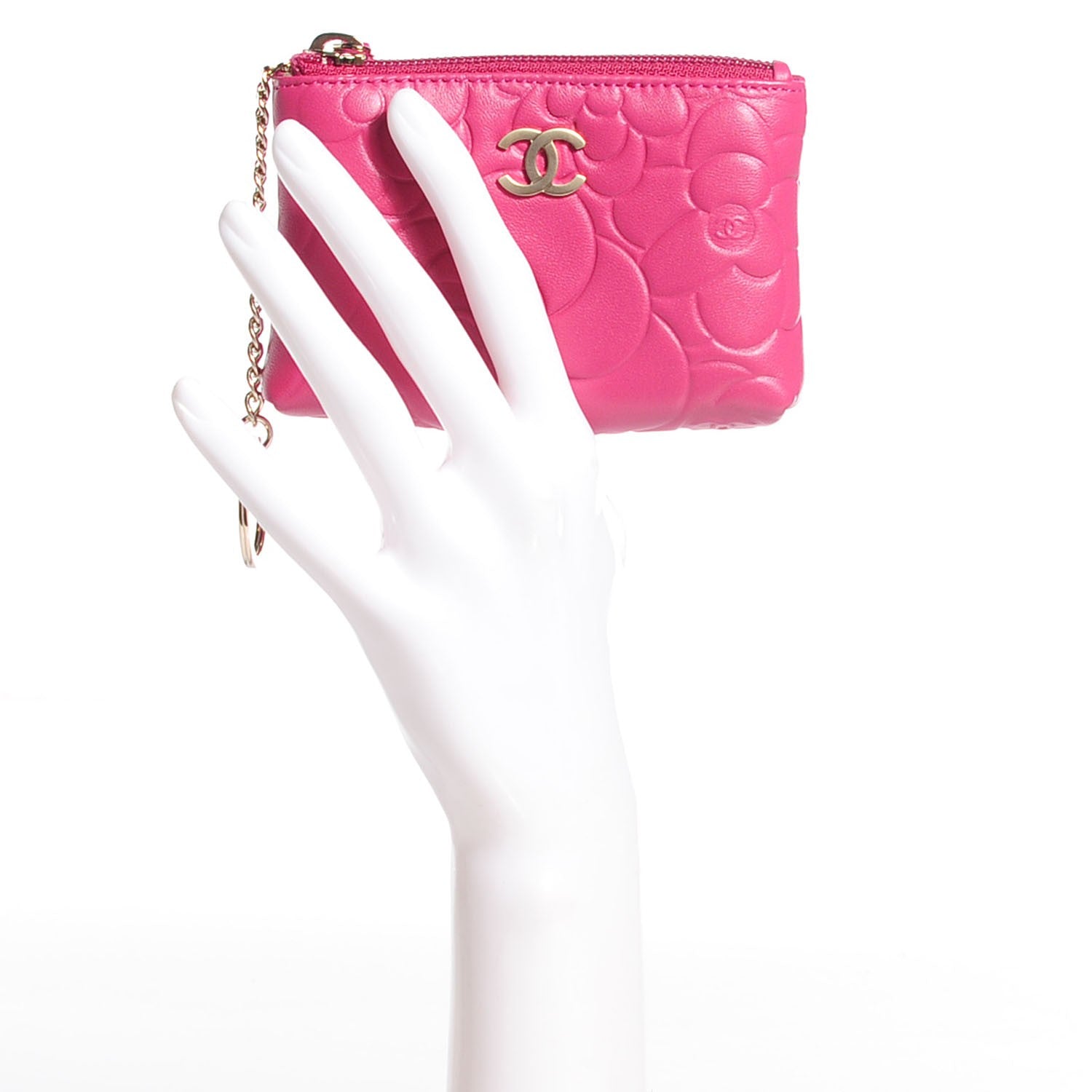 Chanel Lambskin Camellia Coin Purse Fuchsia 2 of 8