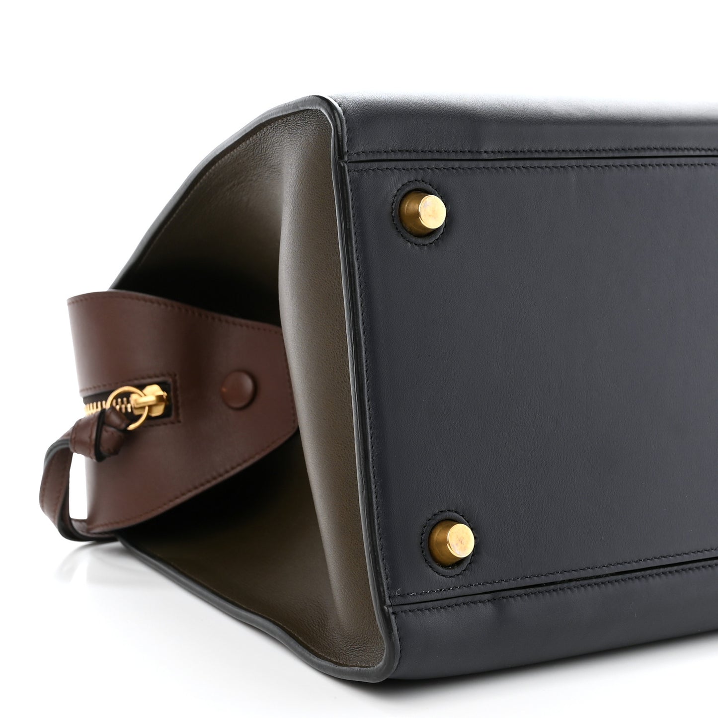 Smooth Calfskin Small Tri-Color Ring Bag Navy