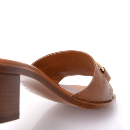Louis Vuitton Calfskin Lock It Mules 37 Cognac Brown 8 of 9